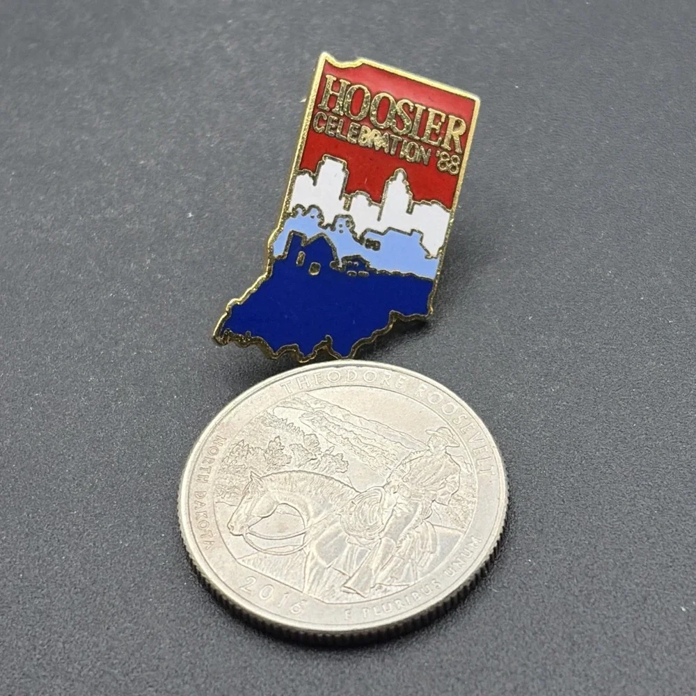 Indiana State Outline Hoosier‎ Celebration 1988 Lapel Hat Pin
